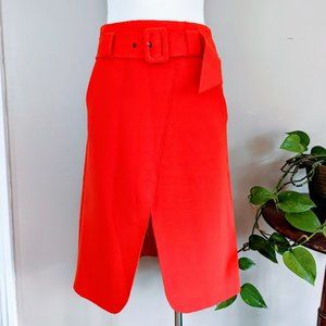 TopShop Orange Midi Skirt with front slit - size 6